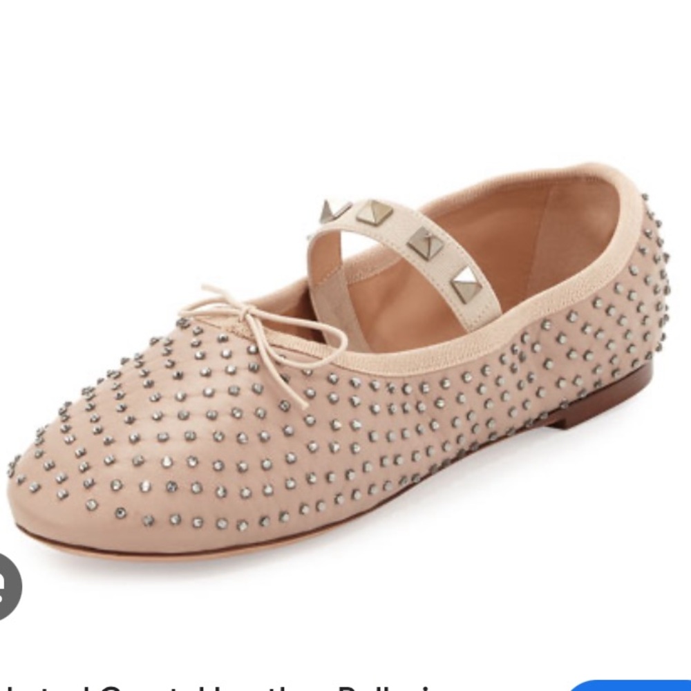 Valentino Garavani Rockstud Crystal Leather Ballerina Flat 39.5 40